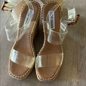 Steve Madden Clear Strap Espadrilles with Tan Sole Size 7 NWT